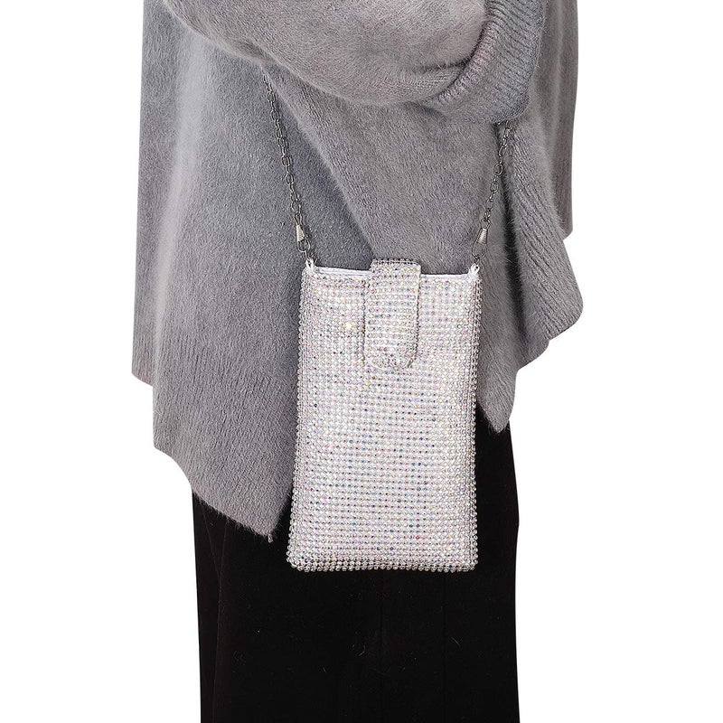 JUANALINE Evening Handbags Clutch Purses for Women Metal mesh Small Crossbody Bag Cell Phone Purse Wallet in Silver - Image 2